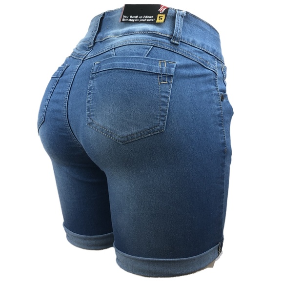 Women’s High Waist Stretchy Skinny Long Shorts - Picture 2 of 5